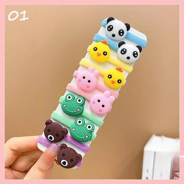 10pcs Children Cute High Elastic Headband Hair Accessories Little Girl Candy Color Trendy Hair Circle Headband