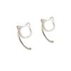 Hollow Cute Cat Stud Earrings for Women And Girls Fashion Copper Color Hypoallergenic Zircon for Teens