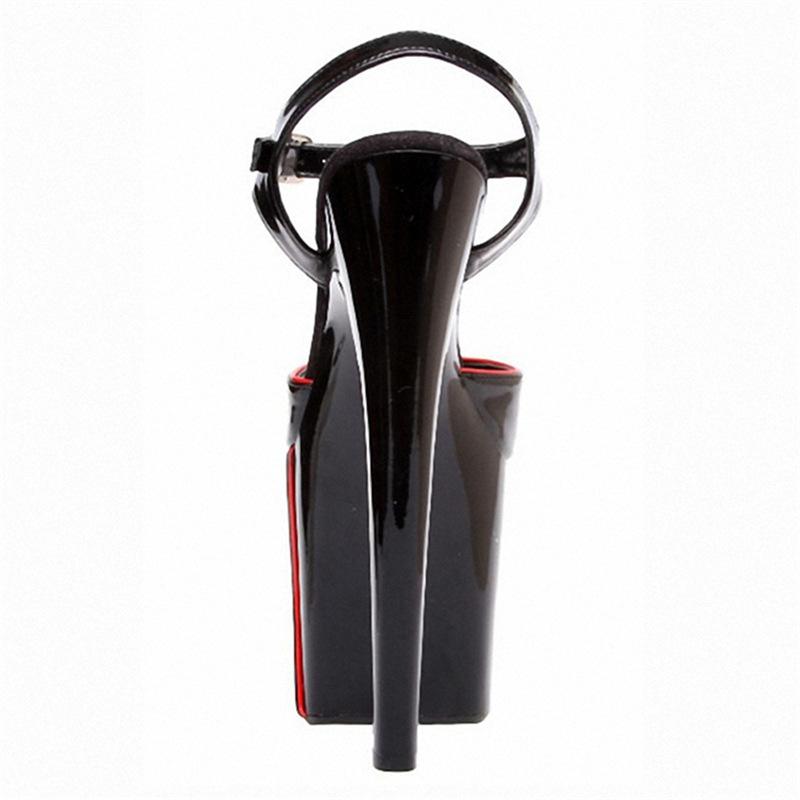 20 см супер высокие каблуки-шпильки туфли-туфли сандалии модные черные водонепроницаемые туфли для стола женские