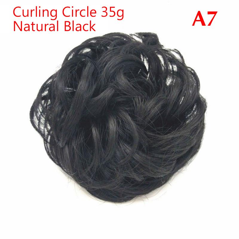 Synthetic Messy Hair Piece Daily Use Chignon Scrunchies Fake Elastic Hairpiece Brown Donut Bun For Women
