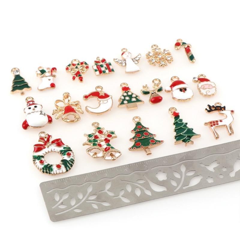 10 шт./Набор Цветные Рождественские Шармы Новогодние Xmas Подвески для DIY Поделок Серьги Браслет Брелок Изготовление Украшений Фурнитура