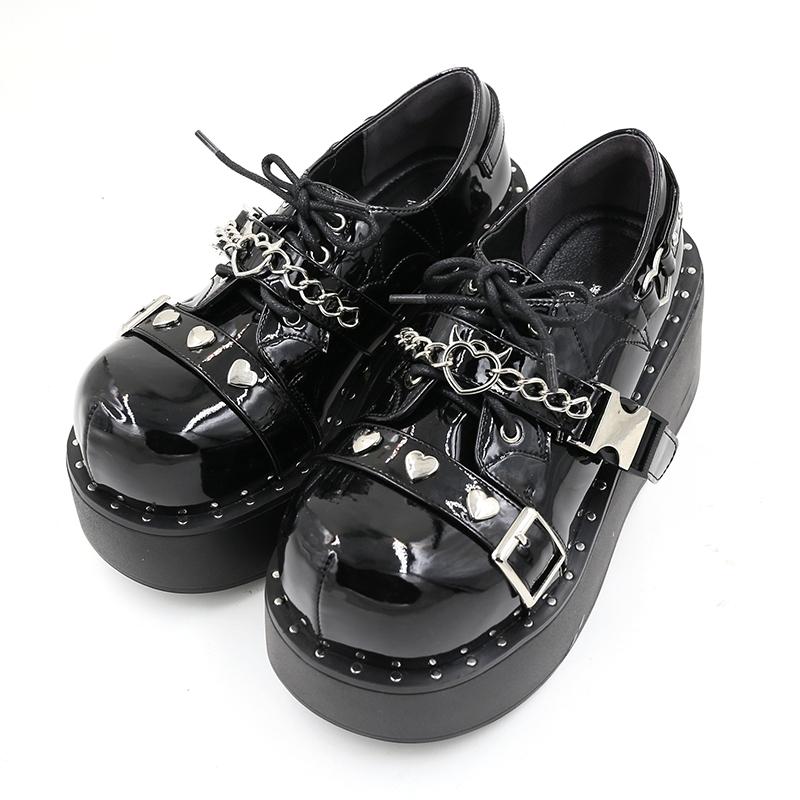 Sweet Cool Y2K Platform Lolita Shoes Women New Personality Punk Gothic Pumps Woman Patent Leather Chunky Heels Cosplay Shoes