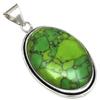 Pendant Green Turquoise Gemstone Mother'Day Gift Silver Jewelry 2"