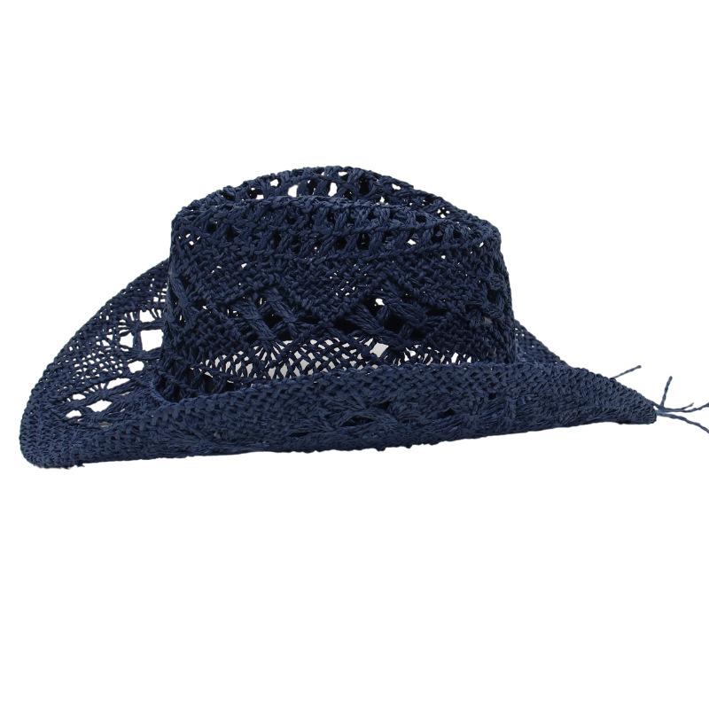 Hand-woven Holiday Beach Hat Western Cowboy Straw Hat Sun Hat Hollow Jazz Hat Men and Women Tide