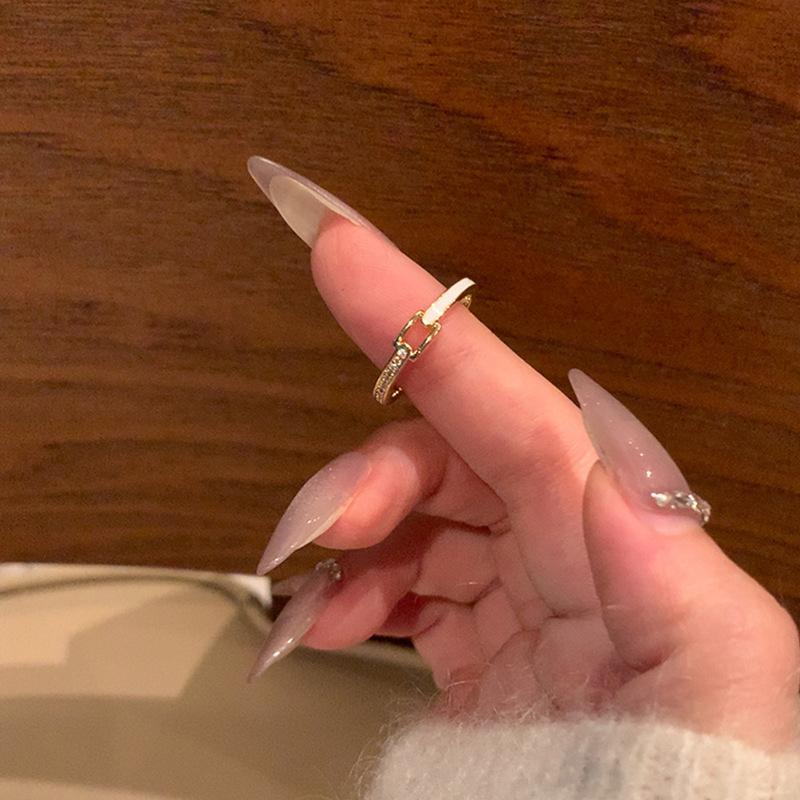 Light Luxury Double Row Pearl Zircon Open Ring Collection Women'S Niche Unique Fashion Temperament Versatile Ring Ring