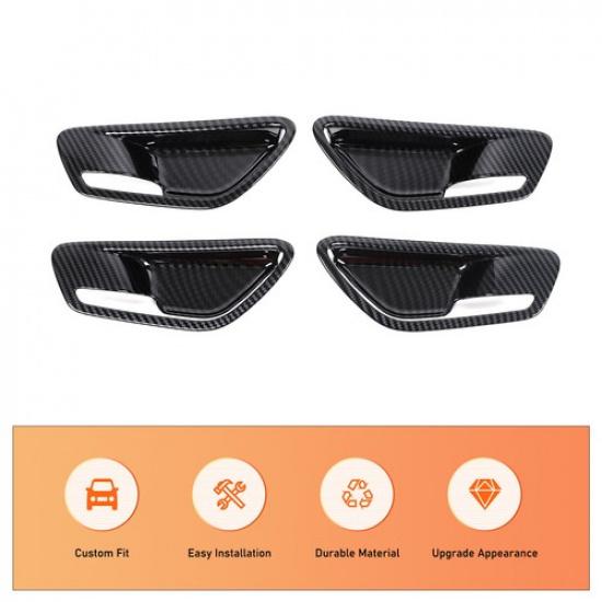 ABS Carbon Style Car Interior Door Bowl Trim For Hyundai Santa Cruz Tucson +