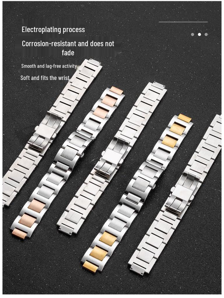 Запасной ремешок из нержавеющей стали для Cartier Ballon Bleu - Мужской и женский браслет для часов с выпуклым креплением