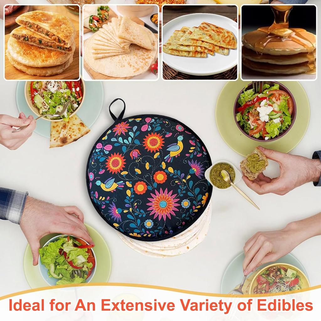 2 PACK Large Tortilla Warmers, Premium ulated Fabric Pouch Keeps Tacos, Naan, Pizza & Flour Tortillas Cozily Warm, Microwavable & Classic, Ideal for