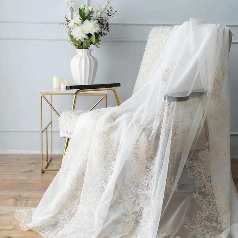 Curtains Double Lace Full Blackout Curtains Nordic Princess Style Living Room Bedroom Balcony Curtain Rod Bay Window