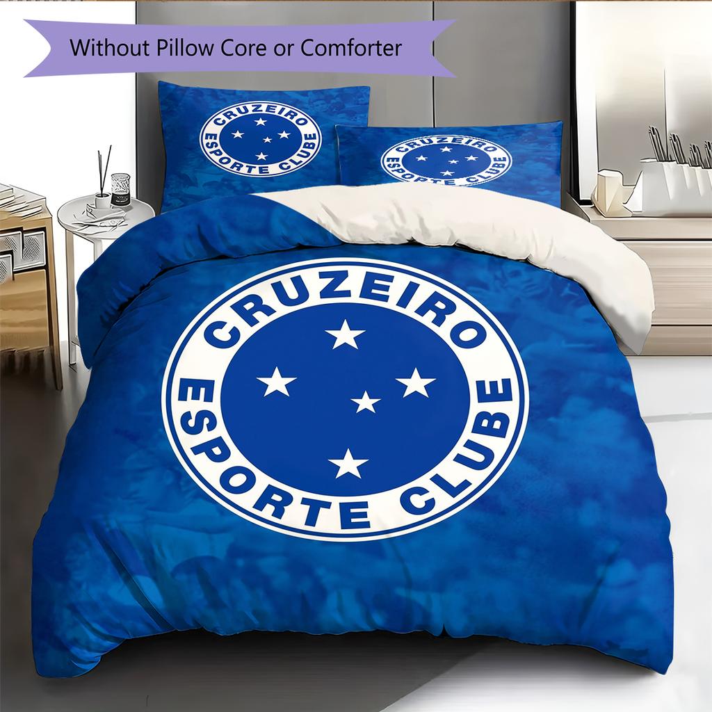 Постельное белье с узором Cruzeiro Esporte Clube Декор для дома Подарок на день рождения (1 пододеяльник + 2 наволочки, без наполнителя)