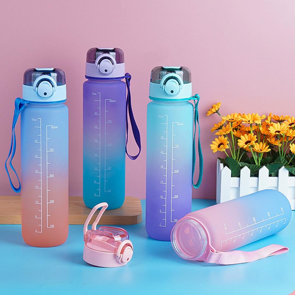 Бутылка для воды 1 л с соломинкой градиентная бутылка для питьевой воды герметичная откидная крышка