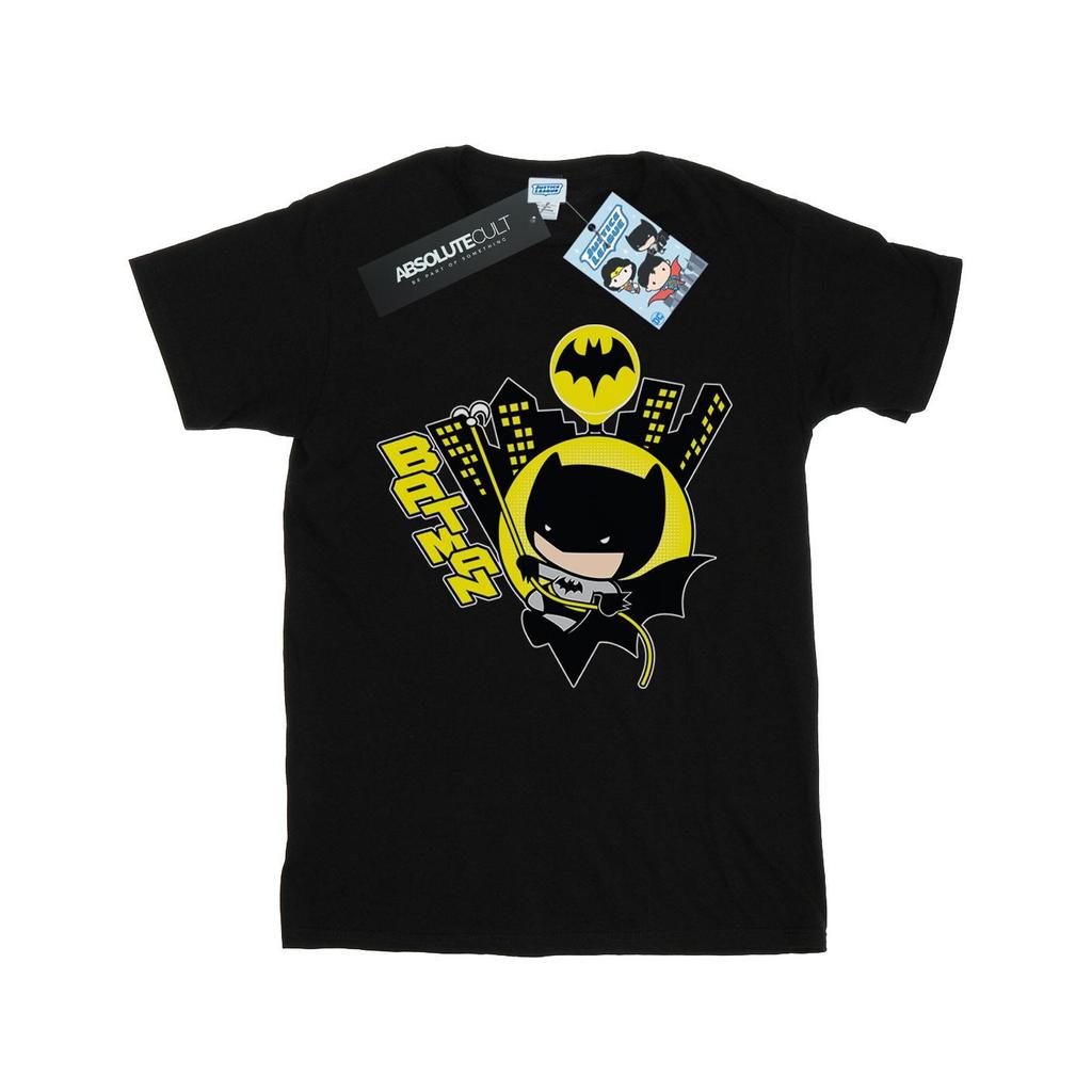 DC Comics Womens/Ladies Chibi Batman Swinging Cotton Boyfriend T-Shirt