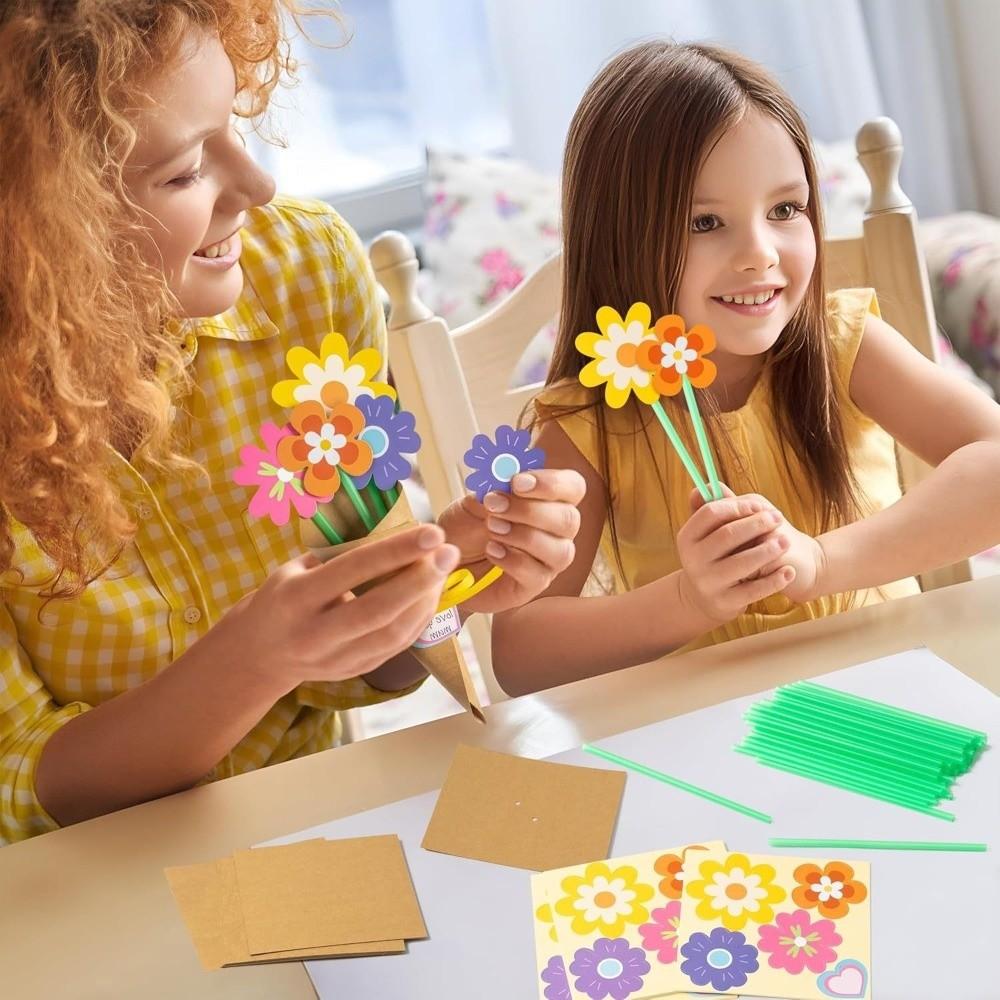 Colorful Paper Flower Bouquet Craft Kit Romantic Blessing DIY Sunflower Bouquet Set Folding Handmade Greeting Card Bouquet