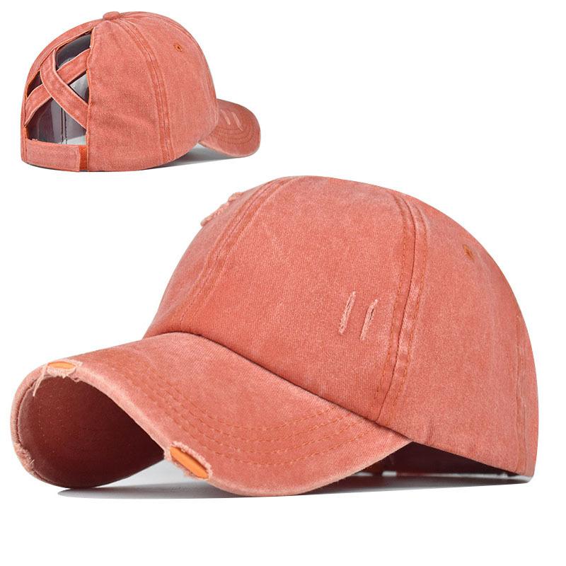 Стираная бейсболка Шляпа с перекрестным хвостом. Внешняя торговля. Европейский и американский стиль. Загнутые поля. Шляпа с перекрестным хвостом. Универсальная женская шляпа от солнца.