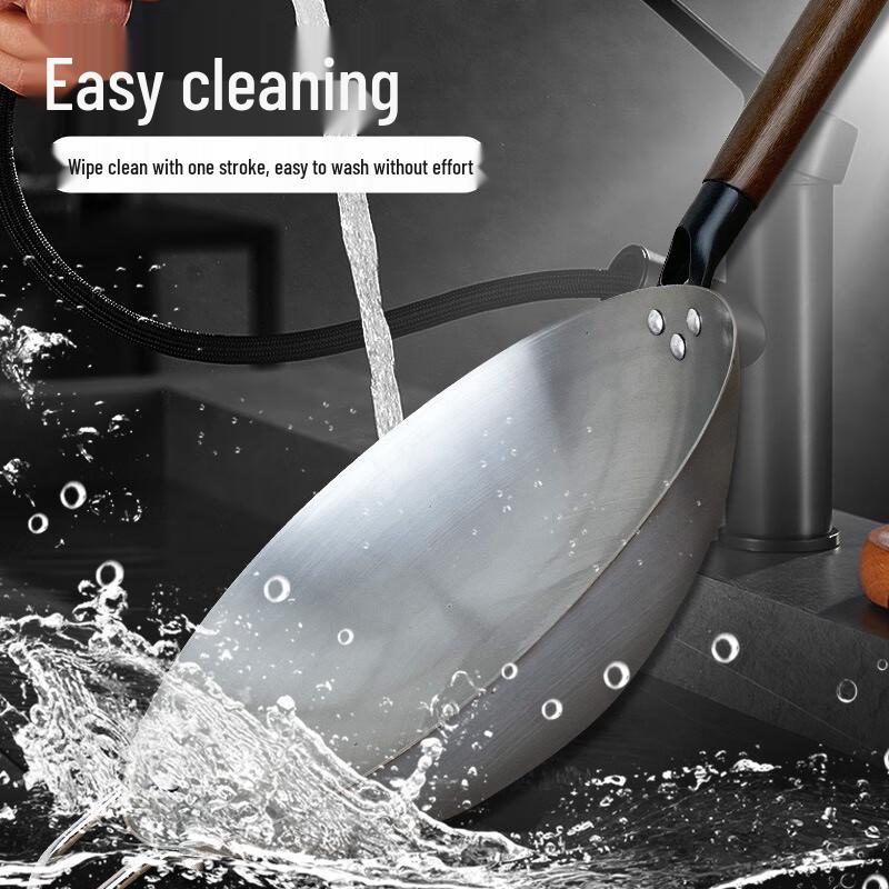 Wutuo 40cm Refined Iron Stir-fry Wok with Beechwood Handles