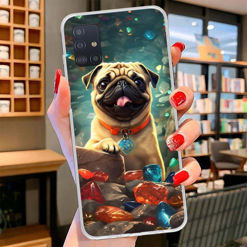 Love Pugs Cute Dog Cover Phone Case For Samsung Galaxy A12 A22 A32 A52 A72 A02S Phone Case Note 20 Ultra 10 S10 Plus A51 A71 A50