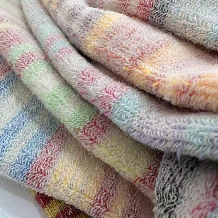 Разноцветные полосатые носки до колена из 100% шерсти мериноса для мужчин и женщин - Теплая осенне-зимняя одежда