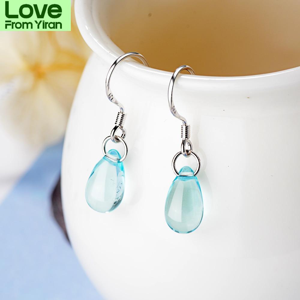 Серьги-капли с голубыми кристаллами для женщин, серьги из стерлингового серебра 925 пробы, букле д'Орей S-E666