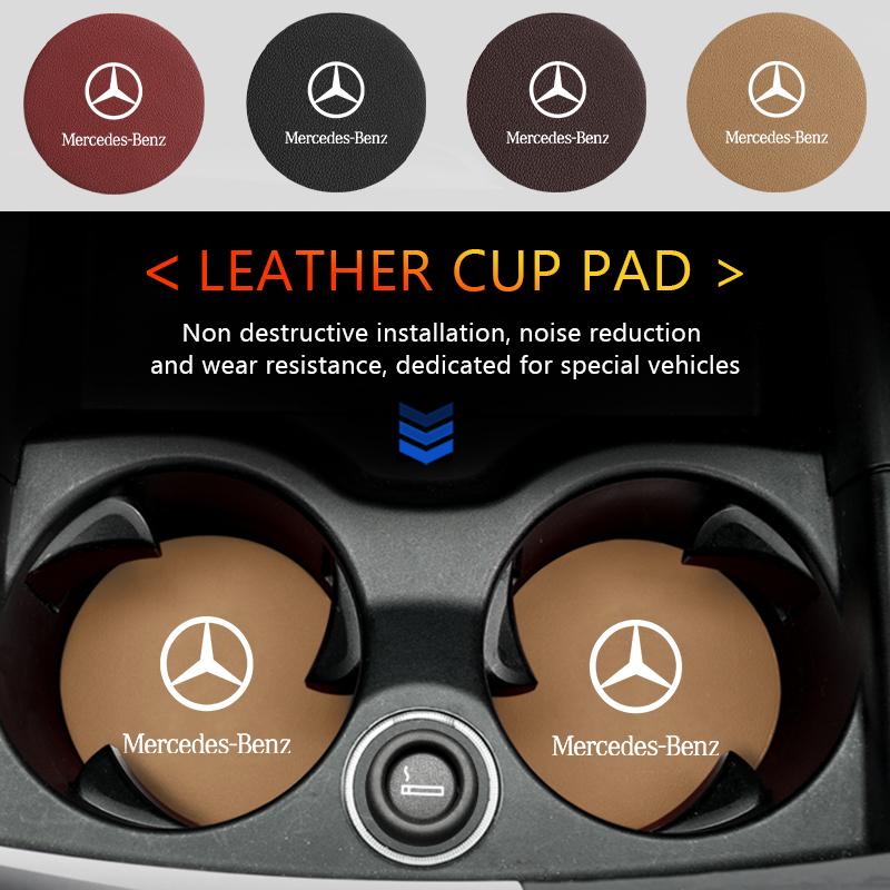 WLG4 2Pcs Car Coaster Anti-Slip Slot Mat Drink Holder Accessories For Mercedes Benz AMG A C E S G Class W201 W210 W108 W204 W205 W203