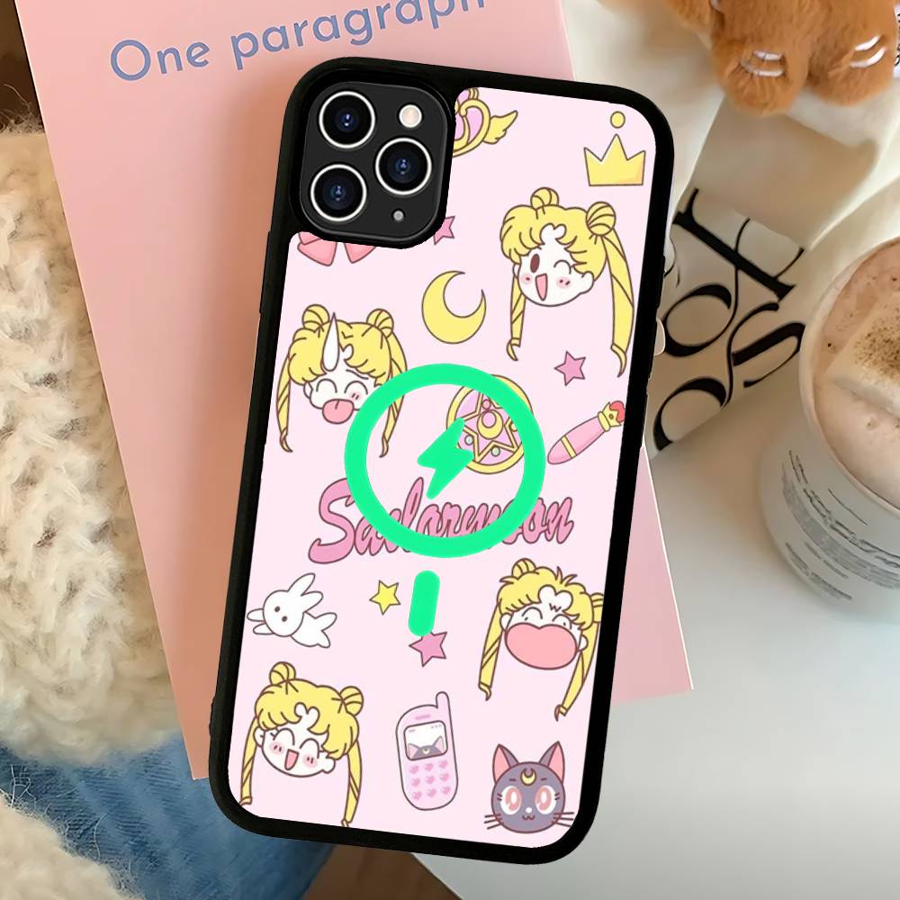 Чехол для телефона с магнитом в стиле аниме S-Sailors Moon Для IPhone 16 15 14 13 12 11 17 Pro Max Plus Крышка для беспроводной зарядки