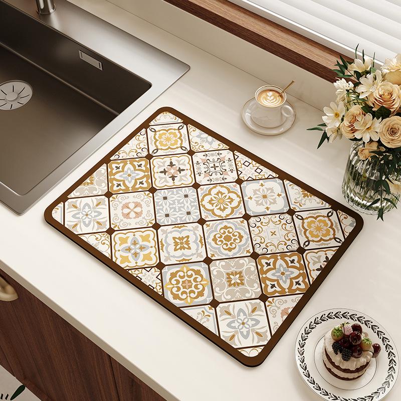 American Retro Quick-Dry Water-Absorbent Non-Slip Kitchen Mat for Countertops and Coffee Makers
