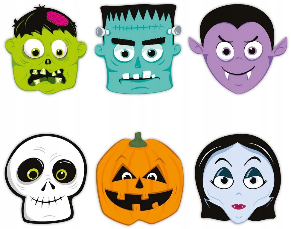 Maski Papierowe Halloween Monsters 24X23Cm 6Szt.