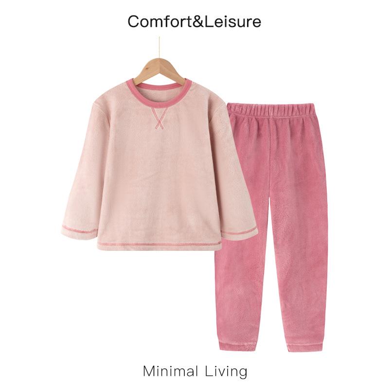 Унисекс Детский фланелевый пижамный комплект на флисовой подкладке для осени и зимы