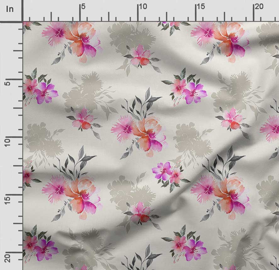 Soimoi Watercolor Floral Print,  Cotton Cambric, Quilting Fabric Sold by The Yard 42 Inch Wide, Medium Weight Cotton Fabric,