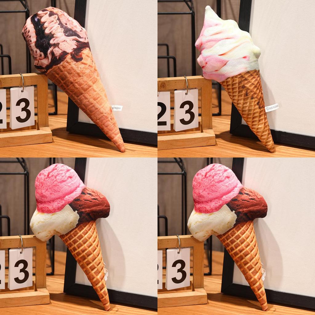 Soft Short Plush Ice Cream Cone Cushion Creative Cartoon Props Novelty Toy