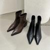 Острый носок женские ботильоны модные толстые каблуки утягивающие короткие ботинки осень зима мягкая кожа женская обувь кроссовки платформа