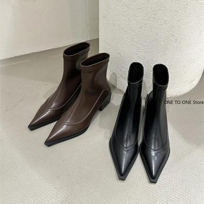 Острый носок женские ботильоны модные толстые каблуки утягивающие короткие ботинки осень зима мягкая кожа женская обувь кроссовки платформа