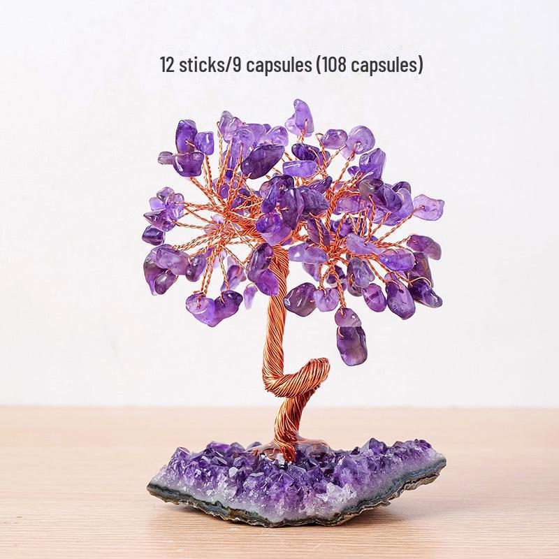 Amethyst Cluster Gemstone Tree Ornament – Crystal Home Decor Craft