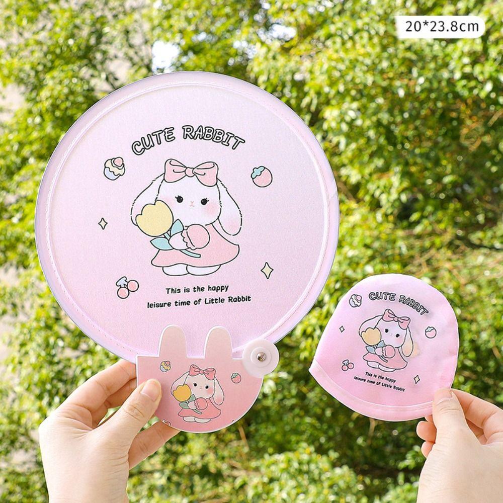 Cloth Hand Held Fan Cartoon Round Fan Portable Folding Group Fan