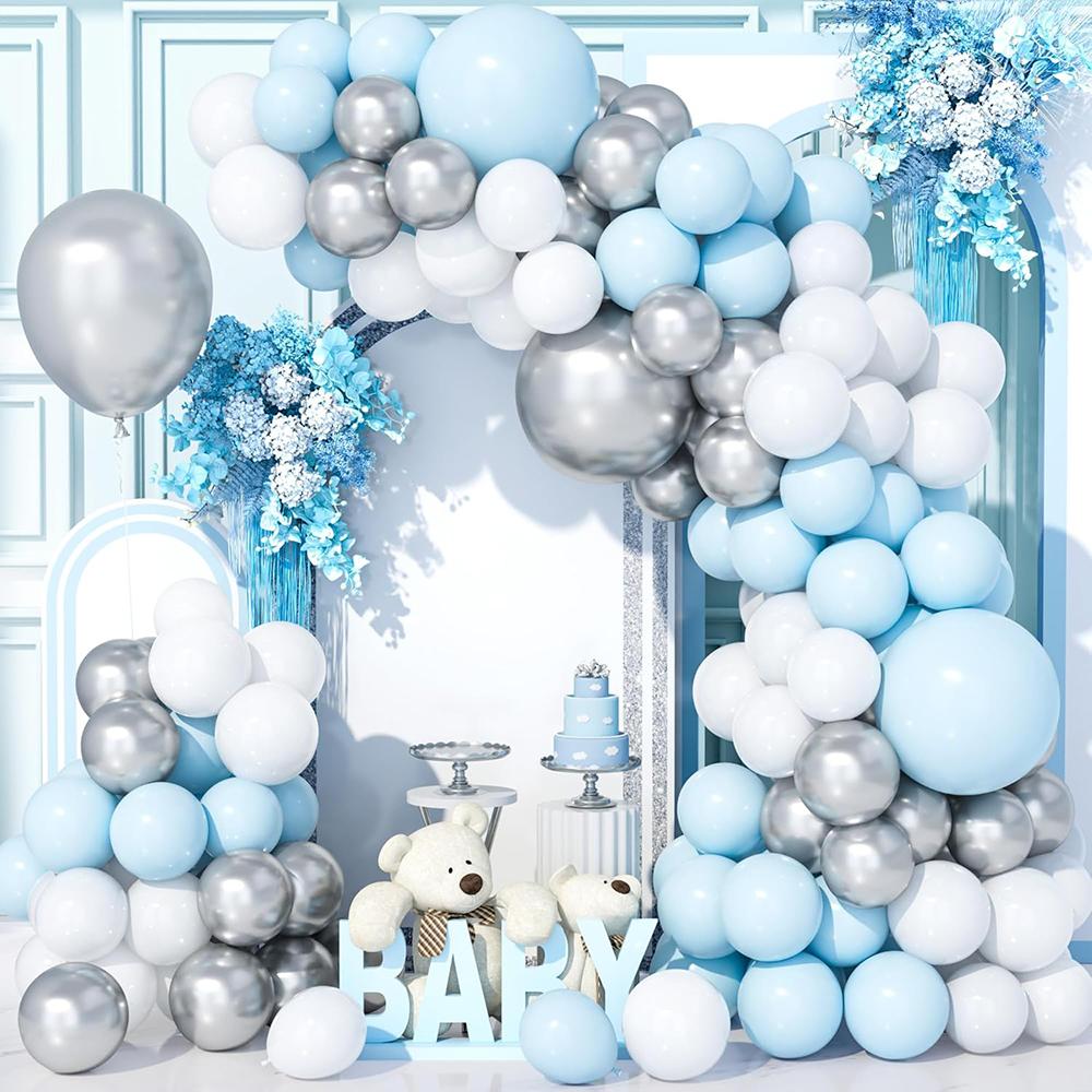 Baby Pink Balloon Arch Kit White Silver Balloons Garland Gender Reveal Baby Shower Birthday Party Wedding Anniversary Decoration