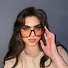 Women's Oversized Square Metal Half Frame Glasses - Summer and Street Pography Glasses for Women