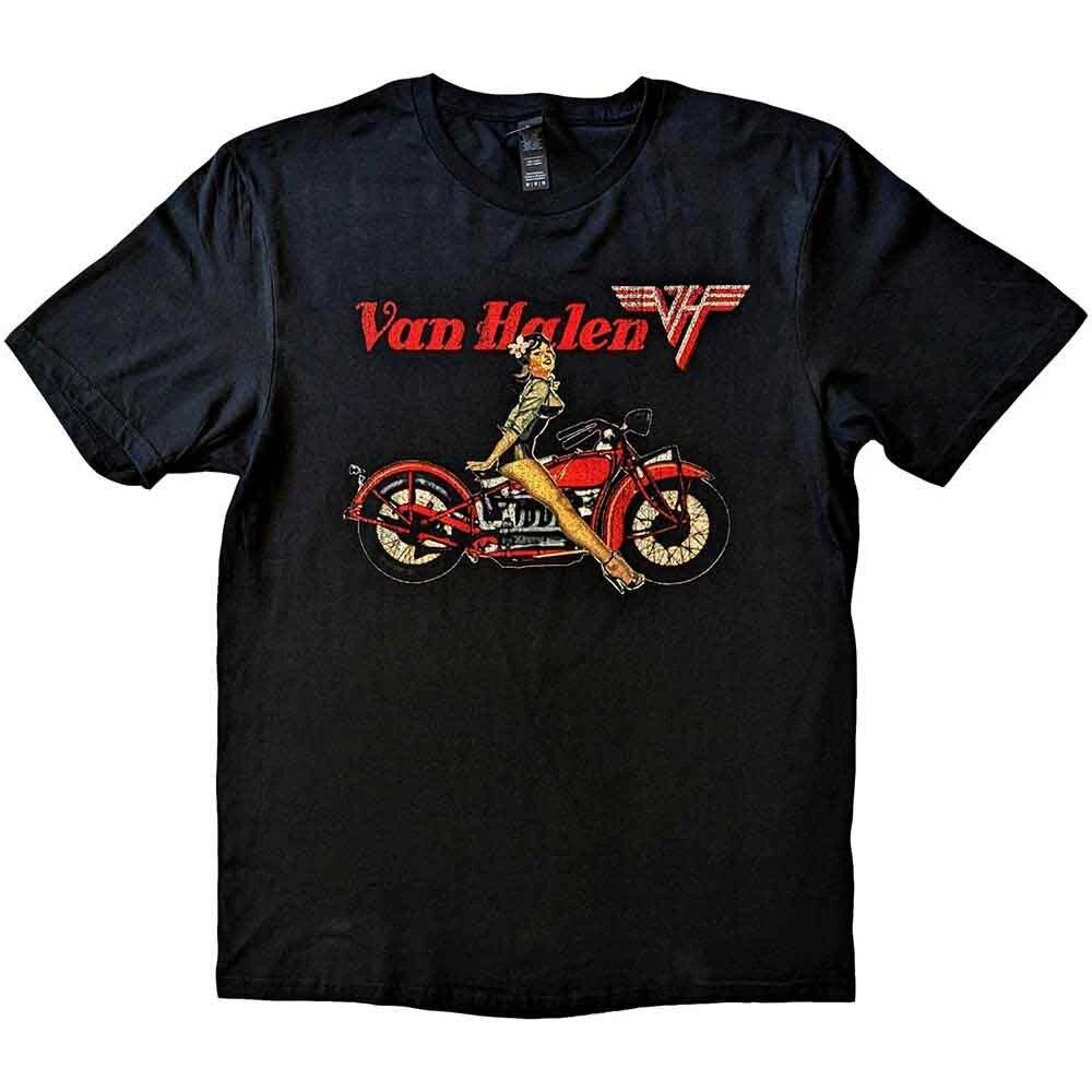 Van Halen Unisex T-Shirt: Pin-up Motorcycle (Small)