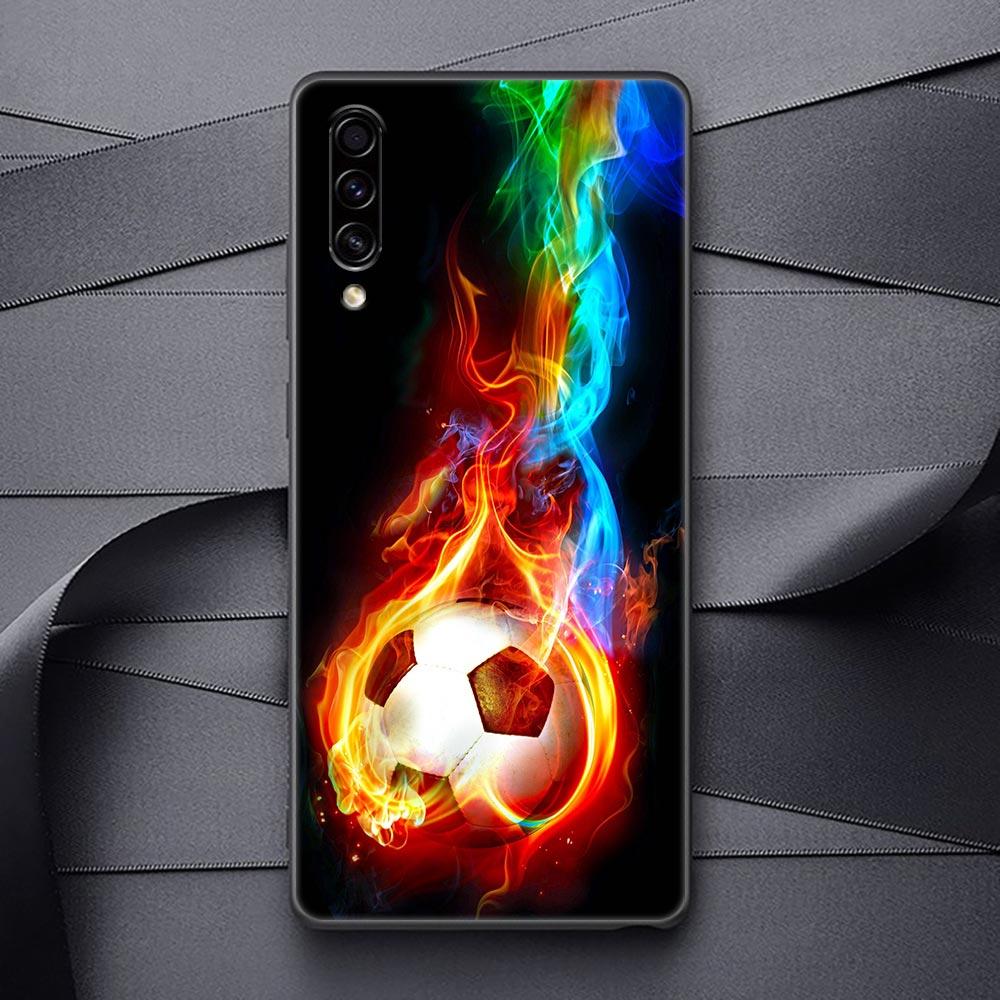 Силиконовый чехол с футбольным мячом для Samsung Galaxy A57 A56 A55 A36 A35 A37 A26 A17 A07 A50 A50s A70 A80 A7 A9 2018 Обложка Огненный футбольный мяч