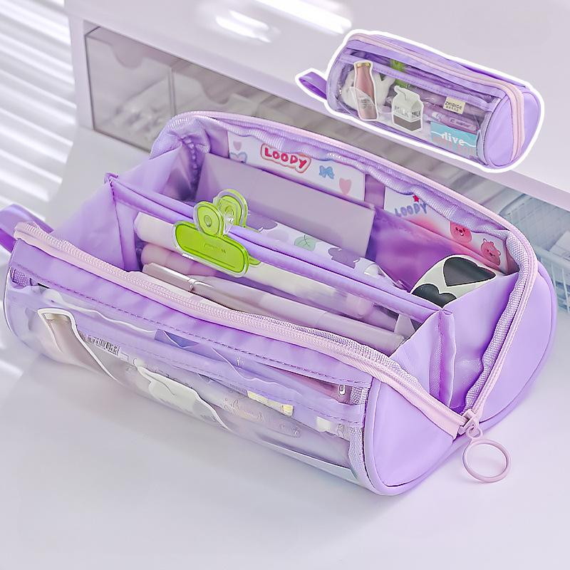 1 шт., простой пенал в креативном стиле, милый пенал ярких цветов, прозрачная сумка для канцелярских принадлежностей большой емкости