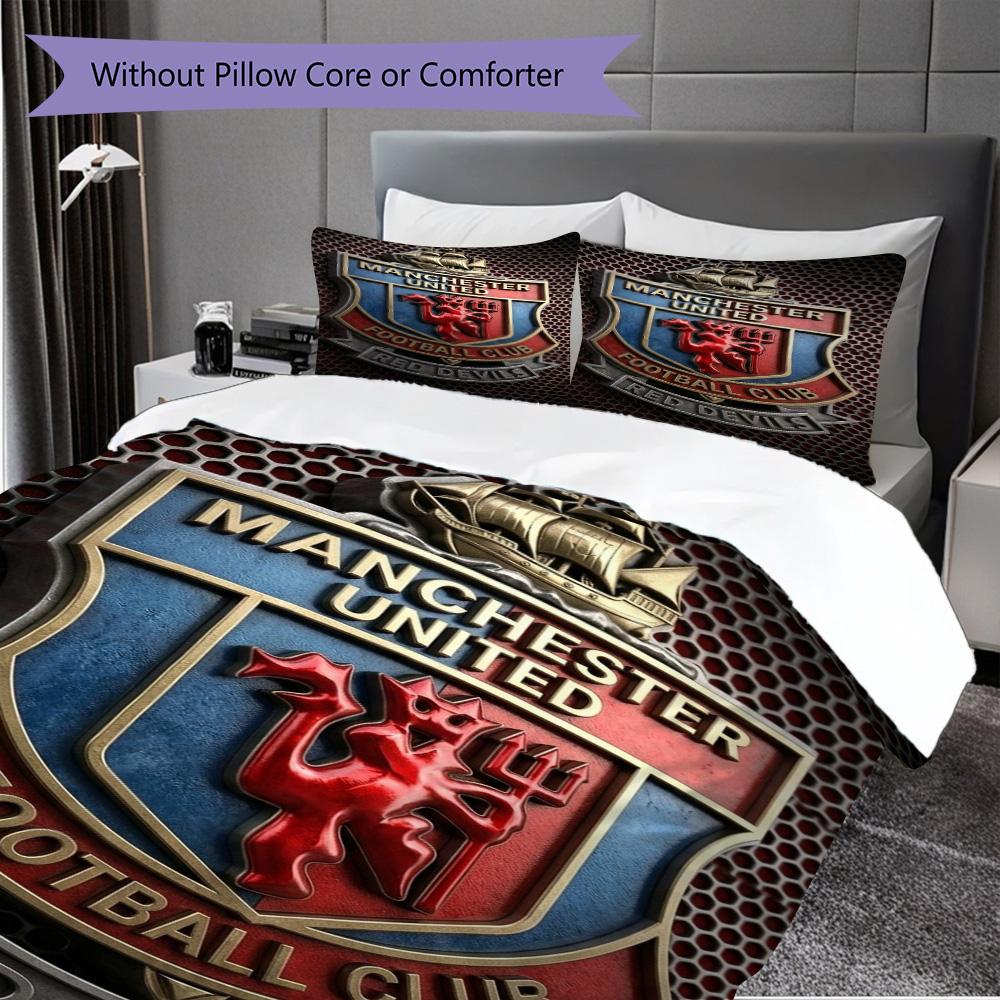 Manchester Legacy Bedding (1 * duvet cover + 2 * pillowcase, without core) 2D Flat Soft and comfortable Christmas birthday gift