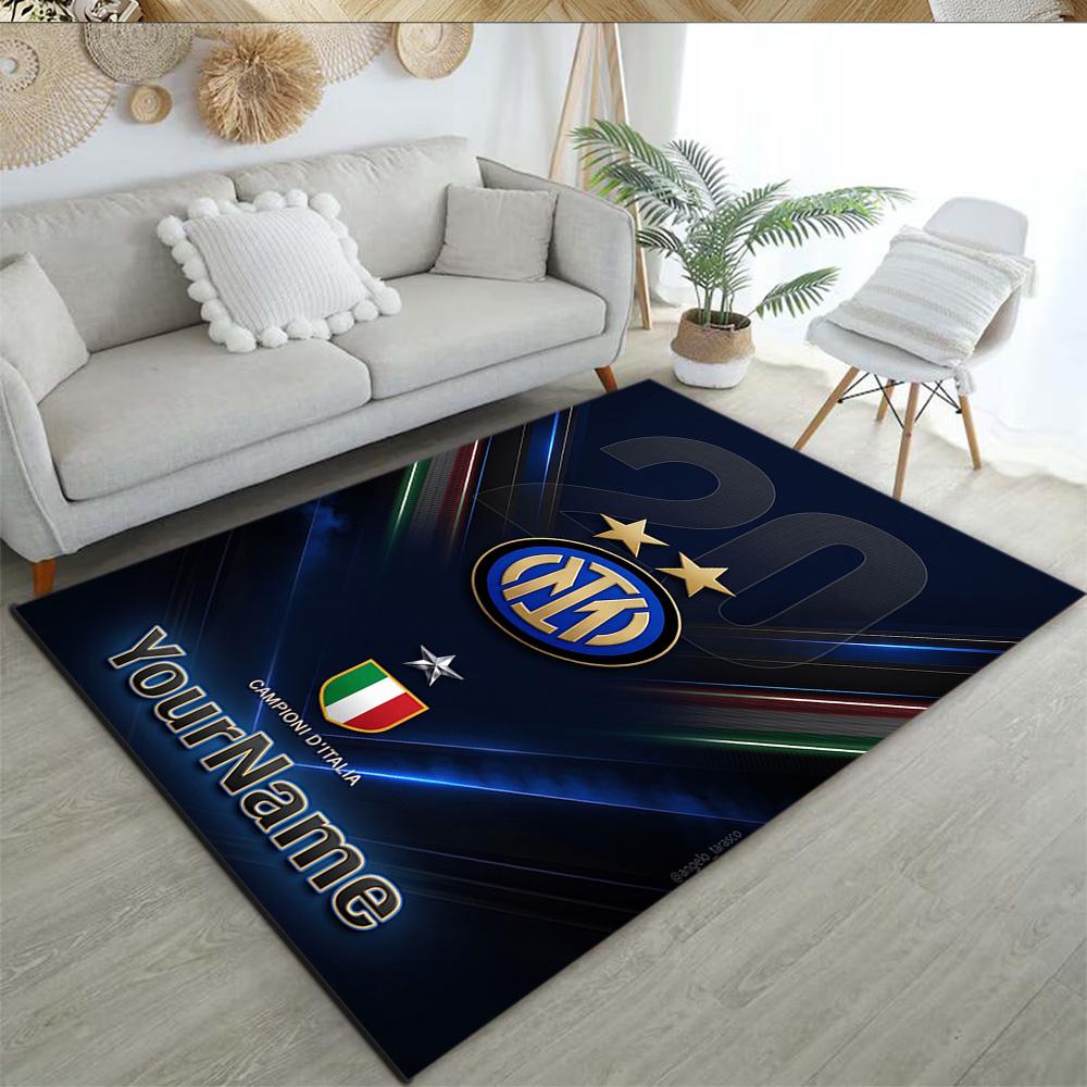 Inter Milan Customize Text Floor Rug Office Rug Design for Playrooms Decorate room Hallway Kitchen Antislip Carpet Office home decor Gift for Festival