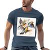 bird group flying watercolor TShirt Festival Casual Short Sleeve