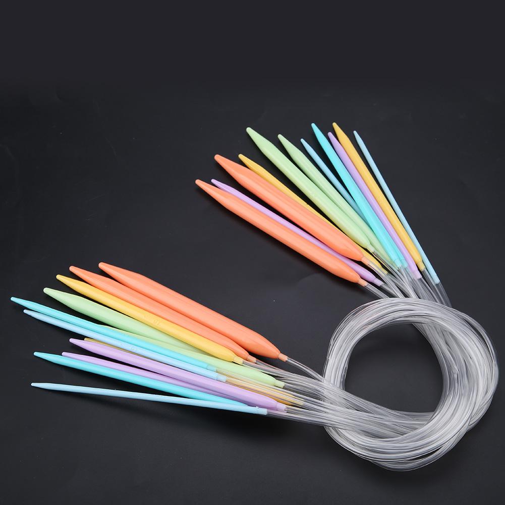 Multicolor Plastic Circular Tube Knitting Needles Kit Sweater Needle Set 12 PCS (80CM)