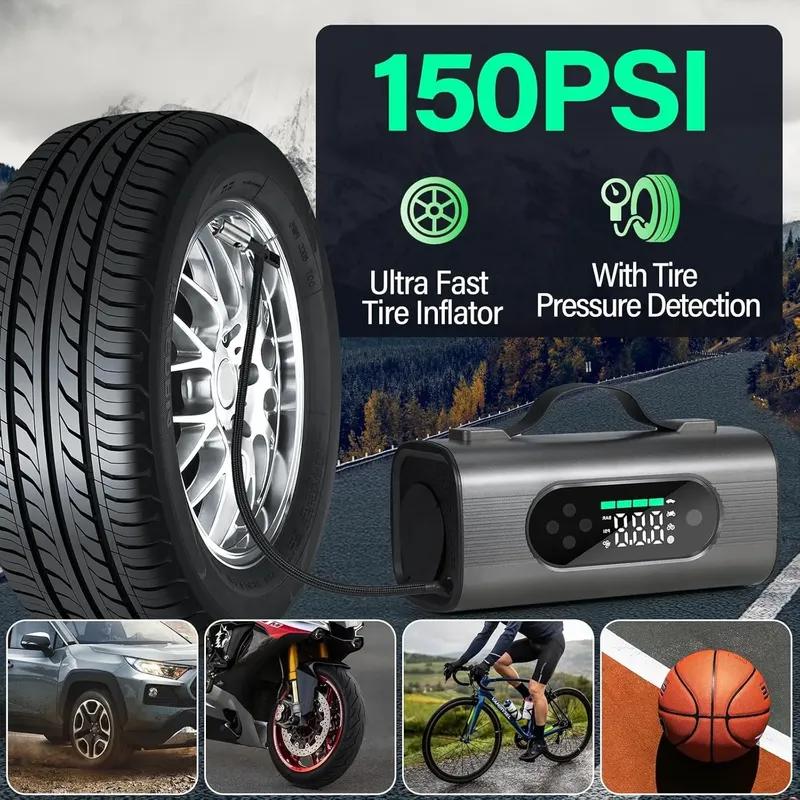 8 in 1 Portable Car Jump Starter with Air Compressor dual-use wireless Vacuum Cleaner 12V 150PSI Car Battery Jump Starter (S8)