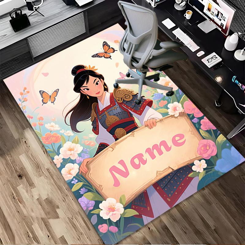 Custom Name Princess Garden Living Room Non-Slip Area Rug Soft Carpet for Bedroom Kids Playroom Sofa Office Home Decor Doormat