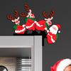 Yousheng Christmas Door Corner Frame Decoration Festive Santa Claus Reindeer Wooden Trim Happy New Year 2023 Xmas Party Prop Home Decor