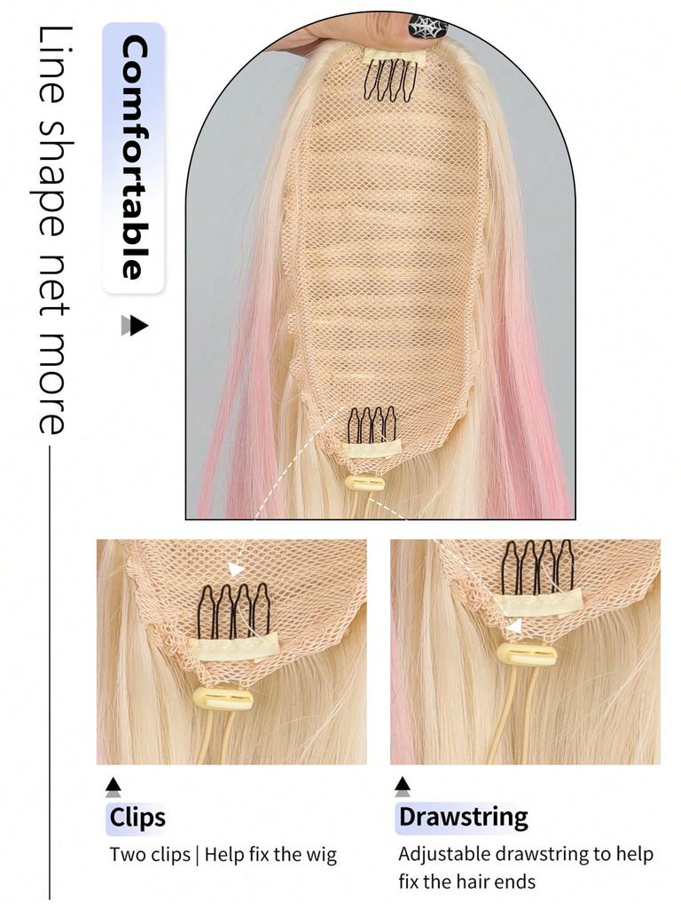 Synthetic Long Curly Layered Wavy Drawstring Pony Tail 24-inch For Women Heat Resistant Fake Hair