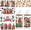 5 Sheets Christmas UV DTF Cup Wrap Stickers for Glass Red Green Xmas Rub On Transfer Decals Santa Dwarf Deer Snowman Gingerbread Man Design Uv Dtf Cup