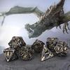 Кубики DND, Полые Металлические Кубики D&D, Набор Кубиков для Dungeons and Dragons с Подарочной Коробкой, Набор из 7 шт. Полиэдральных Кубиков в Стиле Стимпанк для RPG, MTG, Pathfinder, (Дракон