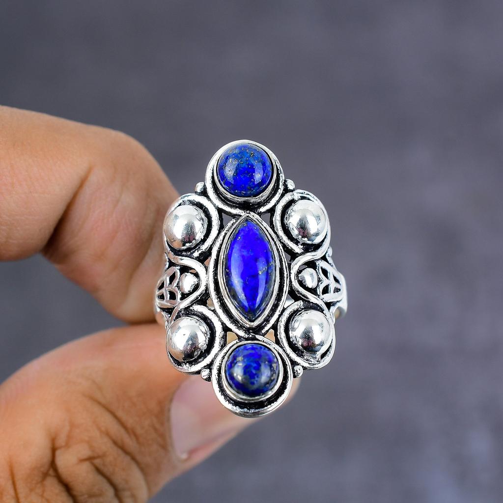 Lapis Lazuli Handmade 925 Sterling Silver Jewelry Ring Size 11 Gift For Her V1j29
