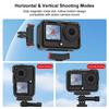 Для DJI Osmo Action 6 PULUZ Пластиковая клетка Рама-адаптер с вертикально-горизонтальным расширением с креплением для холодного башмака (черный)